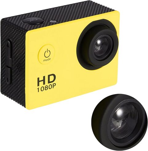 ASHATA Action Camera Camcorder with 2" Screen, 30m Depth Action Video Camera Camcorder with Bracket for Outdoor Sports Cycling, USB Charging (Yellow) in Saudi Arabia