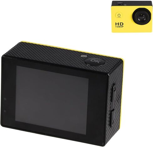 ASHATA Action Camera Camcorder with 2" Screen, 30m Depth Action Video Camera Camcorder with Bracket for Outdoor Sports Cycling, USB Charging (Yellow) in Saudi Arabia
