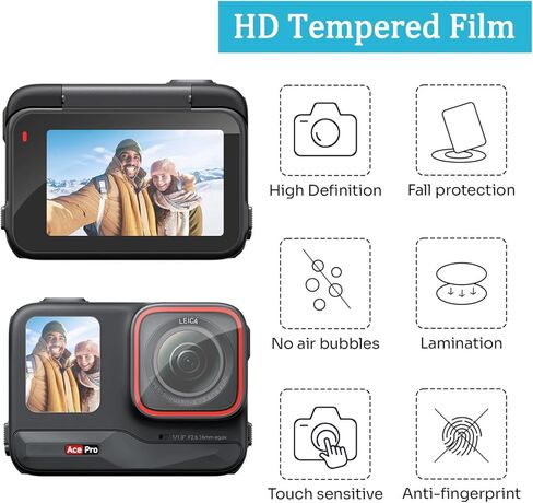 6 pcs Lens Screen Protectors made for Insta360 Ace Pro[Camera Tempered Glass][Alignment Kit Eazy installation] 9H Hardness, Anti-Scrach, Anti-Bubble in Saudi Arabia