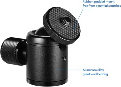 Fydun Mini Metal Tripod Head محول الكرة رئيس سبائك الألومنيوم مع برغي 1/4 بوصة وفتحة برغي 3/8 بوصة أسود للكاميرا وإضاءة LED in Kuwait