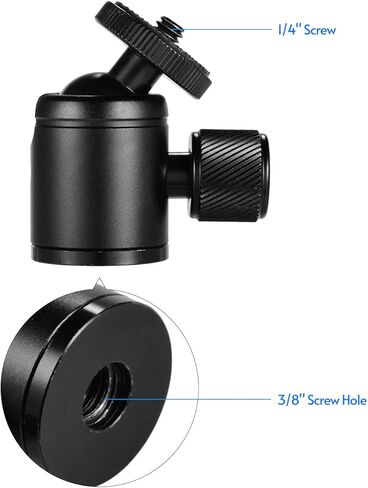Fydun Mini Metal Tripod Head محول الكرة رئيس سبائك الألومنيوم مع برغي 1/4 بوصة وفتحة برغي 3/8 بوصة أسود للكاميرا وإضاءة LED in Kuwait