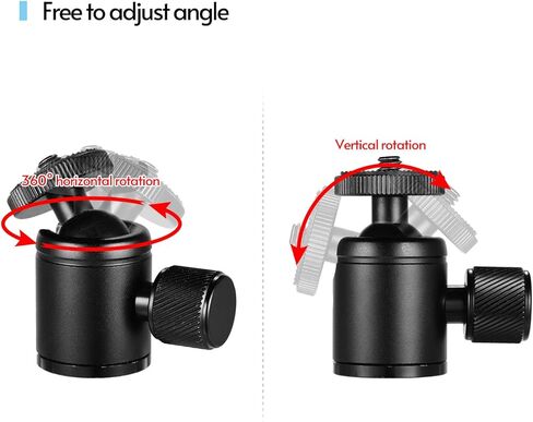 Fydun Mini Metal Tripod Head محول الكرة رئيس سبائك الألومنيوم مع برغي 1/4 بوصة وفتحة برغي 3/8 بوصة أسود للكاميرا وإضاءة LED in Kuwait
