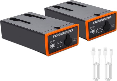 عبوتان من البطاريات المتوافقة مع كاميرا Moultrie Edge وEdge 2 وEdge Pro وEdge 2 Pro Series Cellular Trail وكاميرات الصيد حزمة بطارية ليثيوم أيون قابلة لإعادة الشحن مع كابل شحن من النوع C 10.8 فولت 54 وات في الساعة in Kuwait