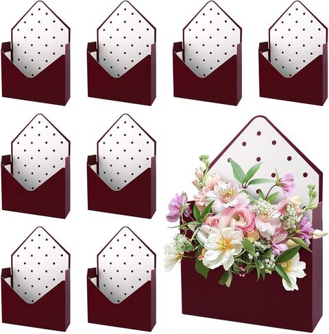 10 Pcs Florist Bouquet Envelope Boxes,Pink Stripe Style Flower Bouquet Package Gift Folding Paper Boxes for Florist Arrangements, Weddings, Birthdays, Mother's Day,Parties in Kuwait