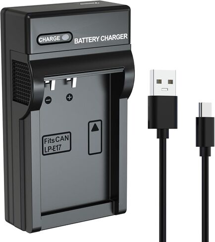 شاحن بطارية LP-E17 مع سلك USB C لكاميرا Canon R8 R10 RP R50 R100، Rebel T8i، T7i، T6i، T6s، SL2، SL3، EOS M3، M5، M6، 200D، 77D، 750D، 760D، 800D، 8000D مع مؤشر LED in Kuwait