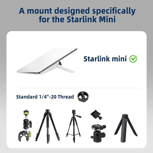 حامل 3 في 1 لجهاز Starlink Mini، مسند بديل مع محول خيط ثلاثي القوائم 1/4 بوصة يدعم زاوية سطح مستو 110 درجة، وأنابيب، وحامل ثلاثي القوائم ومشابك، للمركبات الترفيهية والشاحنات والتخييم في الهواء الطلق in Kuwait