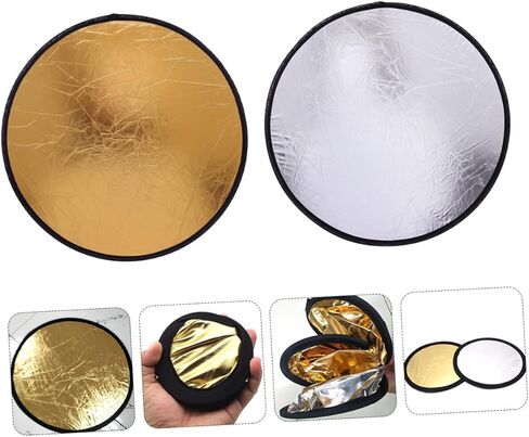 NUOBESTY 30cm Portable Photography Reflector 2pcs Gold Silver Round Light Reflector Disc for Studio and Outdoor Photo Lighting Accessories in Saudi Arabia