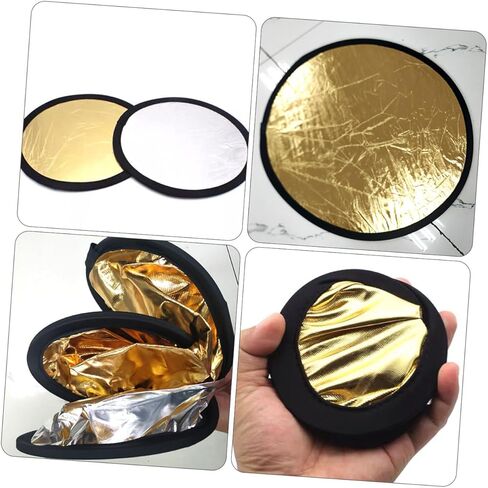 NUOBESTY 30cm Portable Photography Reflector 2pcs Gold Silver Round Light Reflector Disc for Studio and Outdoor Photo Lighting Accessories in Saudi Arabia