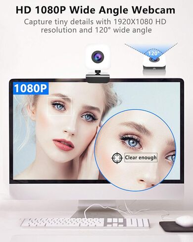 DUOLZ 1080P Webcam with Microphone, Full HD Web Cam for PC/MAC/Laptop/Desktop, Plug and Play USB Web Camera,Streaming Webcam for YouTube,Skype,Zoom,Xbox One Video Calling,Studying and Conference in Saudi Arabia