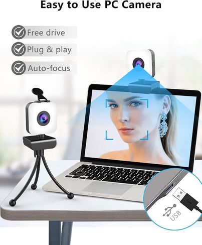 DUOLZ 1080P Webcam with Microphone, Full HD Web Cam for PC/MAC/Laptop/Desktop, Plug and Play USB Web Camera,Streaming Webcam for YouTube,Skype,Zoom,Xbox One Video Calling,Studying and Conference in Saudi Arabia