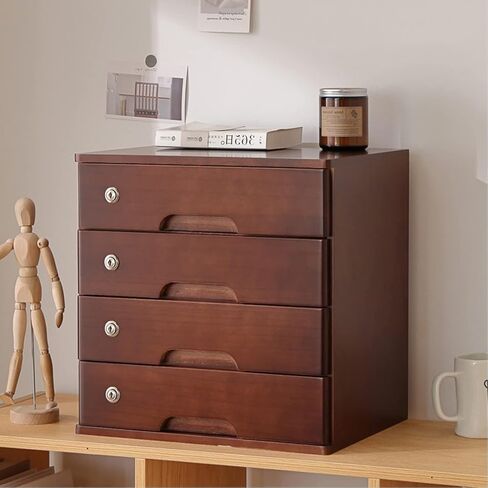 Desktop File Cabinet - Solid Wood Desktop Drawer Cabinet, Desktop Storage Cabinet/Data Cabinet, Desktop Storage Box with Drawers, with Lock Flat File Cabinet Storage(A,2 Drawer) in Kuwait