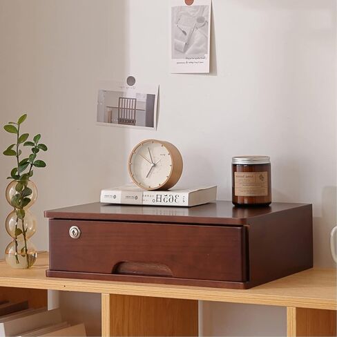 Desktop File Cabinet - Solid Wood Desktop Drawer Cabinet, Desktop Storage Cabinet/Data Cabinet, Desktop Storage Box with Drawers, with Lock Flat File Cabinet Storage(A,2 Drawer) in Kuwait