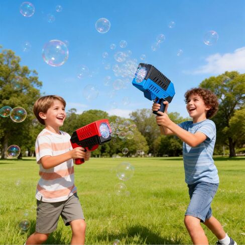 SHCKE Bubble Gun for Kids 2 عبوات ، آلة فقاعة للأطفال ، 8 ثقوب فقاعة مكبر مسدس للأطفال الصغار مع LED Lights & Solution ، عيد الفصح ، الحفلات ، ألعاب في الهواء الطلق للبنين والبنات in Kuwait