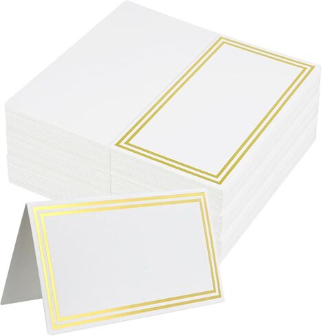 Premium Place Cards, Used for Table Decoration, Seat Cards with Double Gold Foil Border, 2x3.5-Inch Tent Cards - Perfect for Weddings, Tables, Dinner Parties(50 Pack) in Kuwait