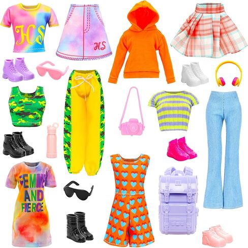 15 Pirces 11.5 Inch Girl Doll Clothes & Accessories Including 5 Colorful T-Shirt, 5 Denim Pants Jeans, 5 Pairs of Sneakers for Girl Dolls Casual Outfit Accessories in Kuwait
