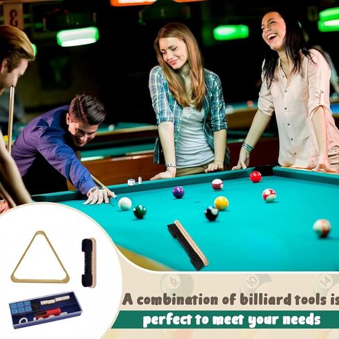 15pcs Pool Table Accessories Set, 2-1/4 Wooden American Tripod, with Billiards Club Repair Tool,Pool Table Specific Brush﻿ in Saudi Arabia