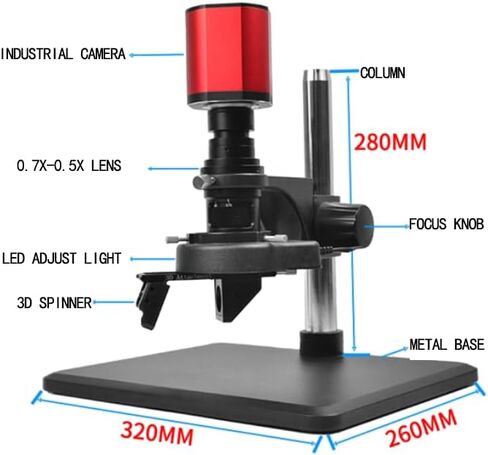 Auto Focus 3D Digital Microscope, 4K USB/HDMI with Large Depth of Field & 3D Imaging for Industrial Inspection, Soldering, PCB Measurement in Saudi Arabia