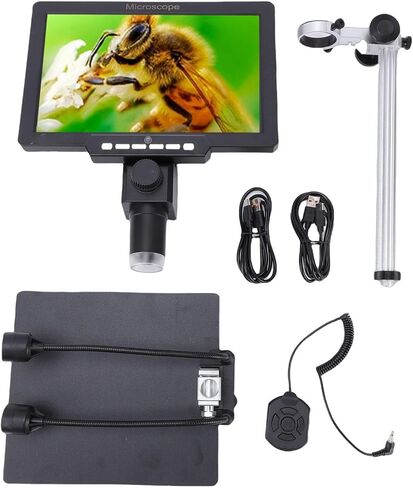 ciciglow مجهر رقمي 10.1 بوصة، مكبر مجهر 2000X HD IPS للخطأ مع 8 مصابيح LED، مجاهر لحام LCD بدقة 12 ميجابكسل للبالغين مع شاشة، عرض الكمبيوتر الشخصي in Kuwait