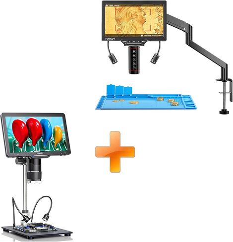 TOMLOV Autofocus Digital Microscope TM3K-AF Flex: 3K Flex Arm HDMI Soldering for Adults+TOMLOV TriL110 3-Lens Digital Microscope: 10.1" 2500X 2K HDMI in Saudi Arabia