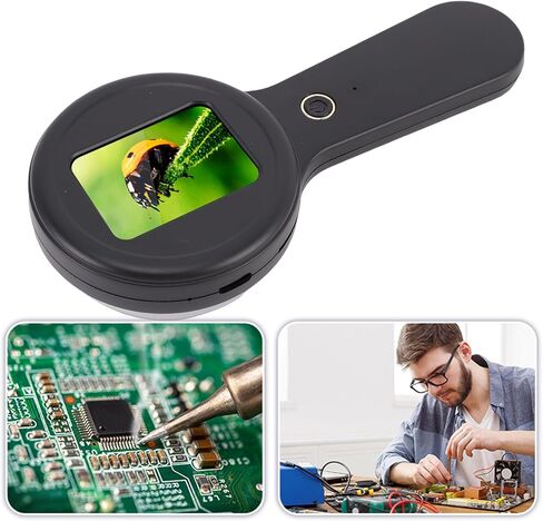 مجهر رقمي محمول، شاشة 2 بوصة تكبير 200X مع 16 مصباح LED ووصلة USB، لمراقبة محطات اللحام لإصلاح الدوائر (أسود) in Kuwait