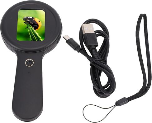 مجهر رقمي محمول، شاشة 2 بوصة تكبير 200X مع 16 مصباح LED ووصلة USB، لمراقبة محطات اللحام لإصلاح الدوائر (أسود) in Kuwait
