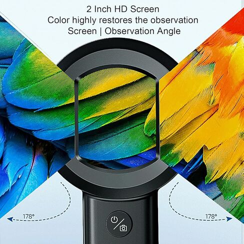 مجهر محمول، مكبر رقمي 4X مع شاشة 2 بوصة و8 مصابيح LED لفحص المجوهرات وإصلاح القراءة (64 جيجابايت) in Kuwait