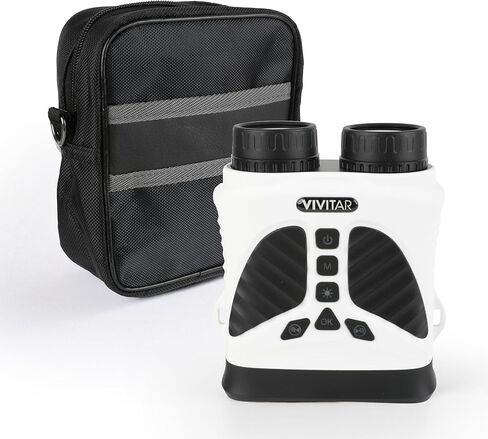 Vivitar - Digital Camera Binocular, 16MP High-Resolution Photos, Full QHD 2.7K Video, Day & Night Use, Compact Design, Soft Rubber Drop-Resistant Red Body, for Sports, Travel & Outdoors (White) in Saudi Arabia