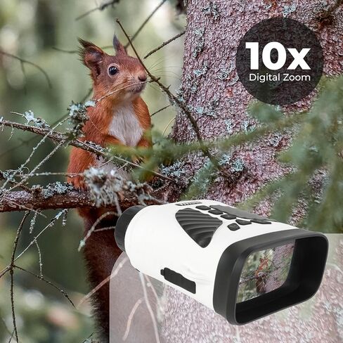 Vivitar - Digital Camera Binocular, 16MP High-Resolution Photos, Full QHD 2.7K Video, Day & Night Use, Compact Design, Soft Rubber Drop-Resistant Red Body, for Sports, Travel & Outdoors (White) in Saudi Arabia