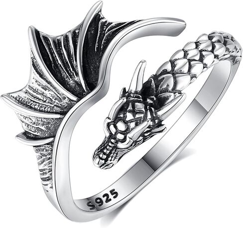 INFUSEU Skull Flower Spoon Rings for Women Sterling Silver 925 Vintage Goth Gothic Jewelry Cool Skeleton Bone Wrap Open Ring Hippie Adjustable Thumb Index Mid Finger Gift in Saudi Arabia