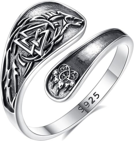INFUSEU Skull Flower Spoon Rings for Women Sterling Silver 925 Vintage Goth Gothic Jewelry Cool Skeleton Bone Wrap Open Ring Hippie Adjustable Thumb Index Mid Finger Gift in Saudi Arabia