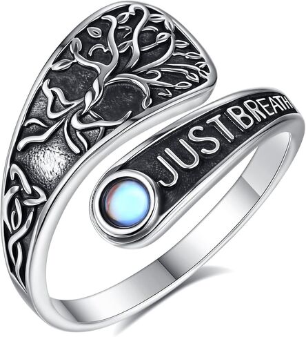 INFUSEU Skull Flower Spoon Rings for Women Sterling Silver 925 Vintage Goth Gothic Jewelry Cool Skeleton Bone Wrap Open Ring Hippie Adjustable Thumb Index Mid Finger Gift in Saudi Arabia