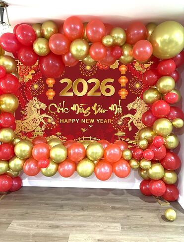Vietnamese New Year 2026 Backdrop 8x6FT Red Vietnamese Lunar New Year of The Horse Photography Background New Years Party Decorations Supplies Photo Props in Saudi Arabia