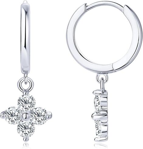 Moissanite Four Leaf Clover Hoop Earrings for Women 925 Sterling Silver 0.8CTTW D Color VVS1 Drop Earring with GRA Certificate (Gold) in Kuwait