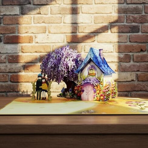 CUTE POPUP - Romantic Couple with Flowering Wisteria Design 3D popup card for Birthday, Valentine, Wedding, Anniversary Handmade gift for Girlfriend, Wife or Couple in Saudi Arabia