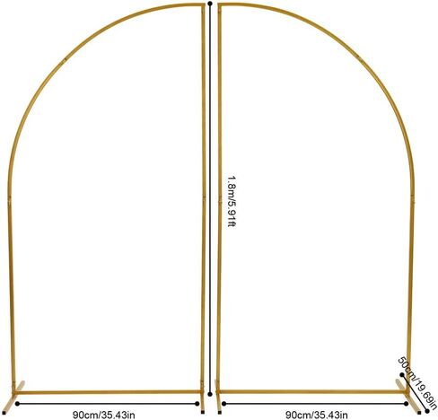 Metal Arch Backdrop Stand Set of 2(5.91 Ft), Gold Wedding Stand W/Stable Base for Weddings, Parties, Events, Climbing Plants, Baby Shower Photo Backdrops in Saudi Arabia