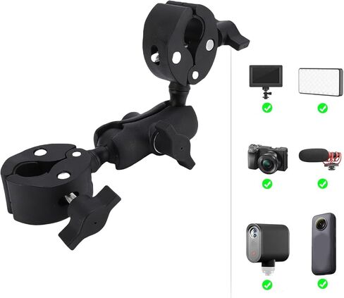EBTOOLS دعامة تثبيت بمشبك مزدوج، ذراع مفصلية برأس كروي 360 درجة مع وسادات مطاطية غير قابلة للانزلاق، لمظلة سطح المكتب وحامل ضوء الكاميرا وعمود التصوير الفوتوغرافي واستديو الفيديو in Kuwait