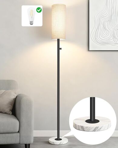 Gold Floor Lamp,Dimmable Floor Lamps for Living Room,Modern Standing Lamp with Marble Base,LED Bulb Included,Tall Floor Lamp for Bedroom, Living Room,Office,Reading and Nursery(Gold) in Saudi Arabia