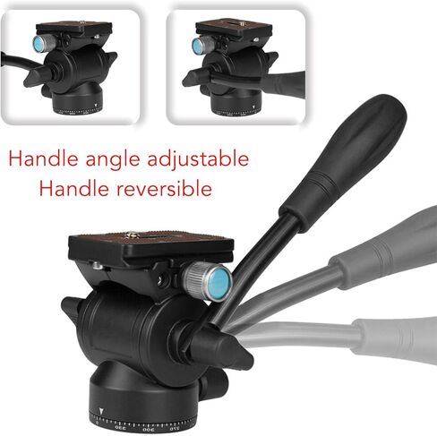 Yunseity Video Tripod Fluid Head, 360 Rotation, Hydraulic Damping, 3kg Load, Lightweight, Aluminum Alloy, Compact, Professional Camera Tripod with Handle, Pan Tilt Head for Camera in Saudi Arabia