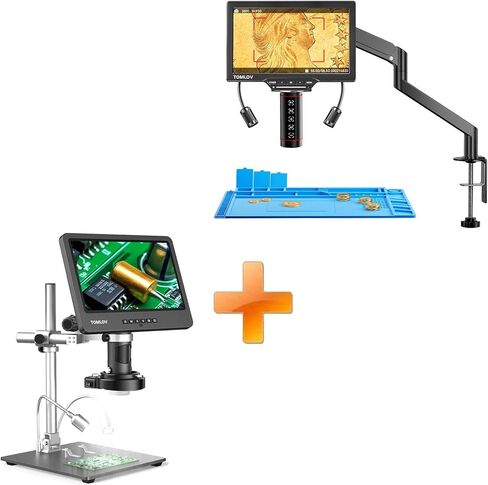 TOMLOV مجهر رقمي للتركيز التلقائي TM3K-AF Flex: 3K Flex Arm HDMI لحام للبالغين + TOMLOV DM602 Pro 10.1 "HDMI مجهر رقمي 2000x in Saudi Arabia
