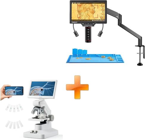 TOMLOV مجهر رقمي للتركيز التلقائي TM3K-AF Flex: 3K ذراع مرن HDMI لحام للبالغين + مجهر TOMLOV DM301 Pro للأطفال والبالغين والطلاب in Kuwait