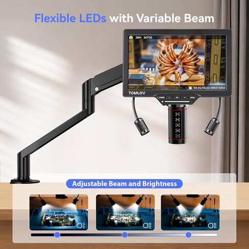 TOMLOV مجهر رقمي للتركيز التلقائي TM3K-AF Flex: 3K ذراع مرن HDMI لحام للبالغين + مجهر TOMLOV DM301 Pro للأطفال والبالغين والطلاب in Kuwait