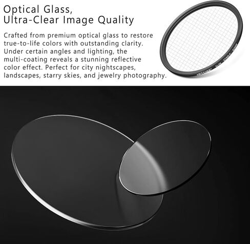 مجموعة مرشحات النجوم من ARTCISE: مرشحات عدسات شاشة متقاطعة 4+6+8 نقاط مع حقيبة لكاميرات DSLR/عديمة المرايا، مجموعة تأثير انفجار النجوم للتصوير الفوتوغرافي الليلي ومناظر المدينة وأضواء العطلات (40.5 مم) in Kuwait