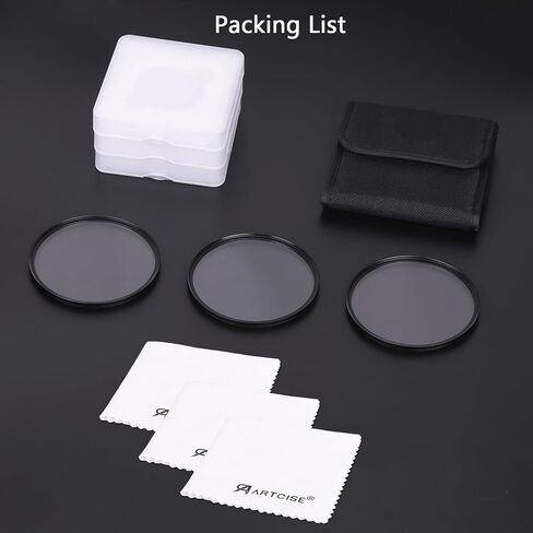 مجموعة مرشحات النجوم من ARTCISE: مرشحات عدسات شاشة متقاطعة 4+6+8 نقاط مع حقيبة لكاميرات DSLR/عديمة المرايا، مجموعة تأثير انفجار النجوم للتصوير الفوتوغرافي الليلي ومناظر المدينة وأضواء العطلات (40.5 مم) in Kuwait