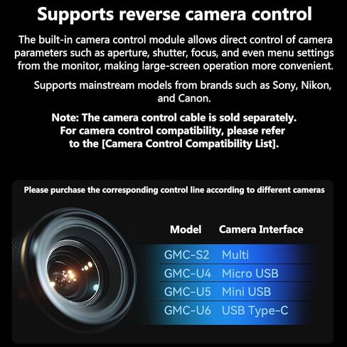 Godox GM6S Pro Kit 1 شاشة مراقبة ميدانية للكاميرا DSLR، شاشة لمس 5.5 بوصة، مدخل/حلقة HDMI 2000 Nits 4K، استيراد LUT ثلاثي الأبعاد، HD 1920x1080 IPS، لقطة شاشة، شاشة على الكاميرا مع غطاء مظلة in Kuwait