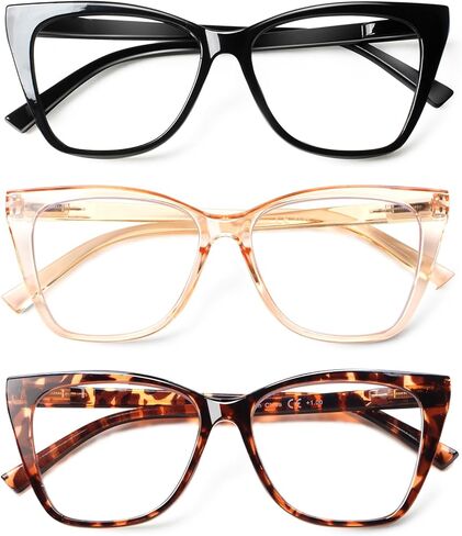 نظارات قراءة كبيرة الحجم للنساء الأنيقة نظارات عين القط الأزرق يمنع قراء الكمبيوتر مع مفصلات الربيع in Kuwait