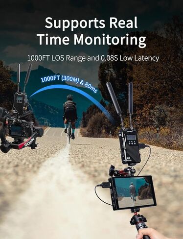 نظام نقل الفيديو اللاسلكي FEELWORLD WT1S 4K SDI Dual HDMI مع مسافة نقل 1000 قدم، 0.08 ثانية، زمن انتقال منخفض، اتصال داخلي مزدوج كامل، بث مباشر in Saudi Arabia