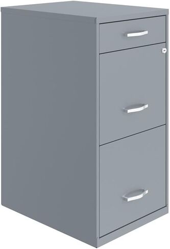 Scranton & Co 27.32" H x 18" D 3-Drawer Modern Metal File Cabinet with Pencil-Drawer, High-Sides, Letter Size, Patented Glide Suspension, for Small Office/Home Office, in Black in Kuwait