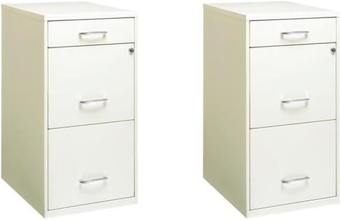 Scranton & Co 27.32" H x 18" D 3-Drawer Modern Metal File Cabinet with Pencil-Drawer, High-Sides, Letter Size, Patented Glide Suspension, for Small Office/Home Office, in Black in Kuwait