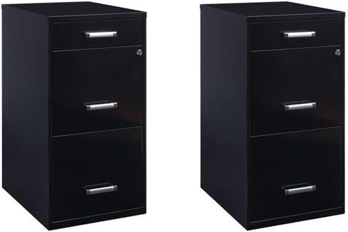 Scranton & Co 27.32" H x 18" D 3-Drawer Modern Metal File Cabinet with Pencil-Drawer, High-Sides, Letter Size, Patented Glide Suspension, for Small Office/Home Office, in Black in Kuwait