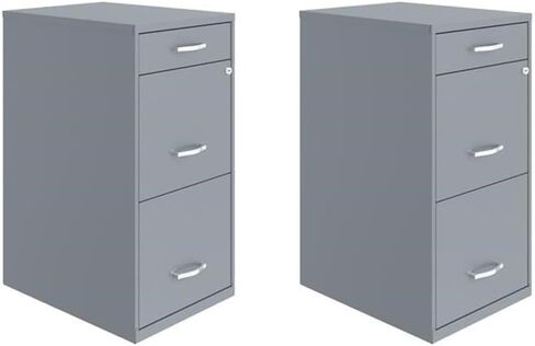 Scranton & Co 27.32" H x 18" D 3-Drawer Modern Metal File Cabinet with Pencil-Drawer, High-Sides, Letter Size, Patented Glide Suspension, for Small Office/Home Office, in Black in Kuwait